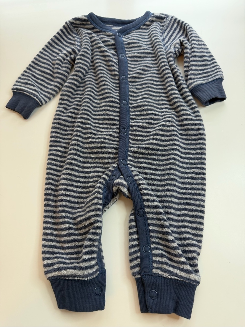 Carter's Navy & Gray Striped Footed One-Piece